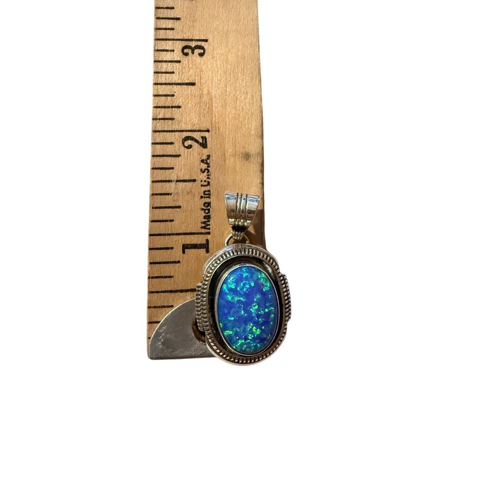 Native Triple Opal Gemstone 925 Pendant Navajo - Picture 8 of 10